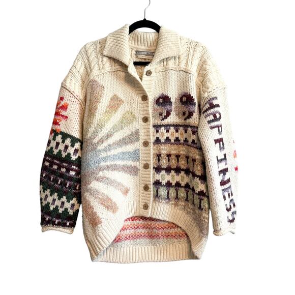 Urban Outfitters Sweaters - UO Kimchi Blue “Happiness” Chunky Knit Cardigan Sweater Y2K Cream Multi Size S